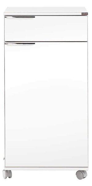 Corp Mobil Adore Diamond, cu usa, sertar si rotile, Alb, 50x100x40 cm