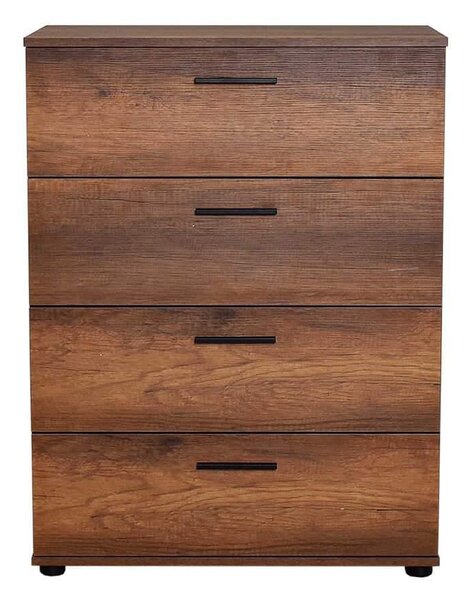 Comoda Adore Trendline, 4 sertare, Alb - Nuc, 73x96x44 cm