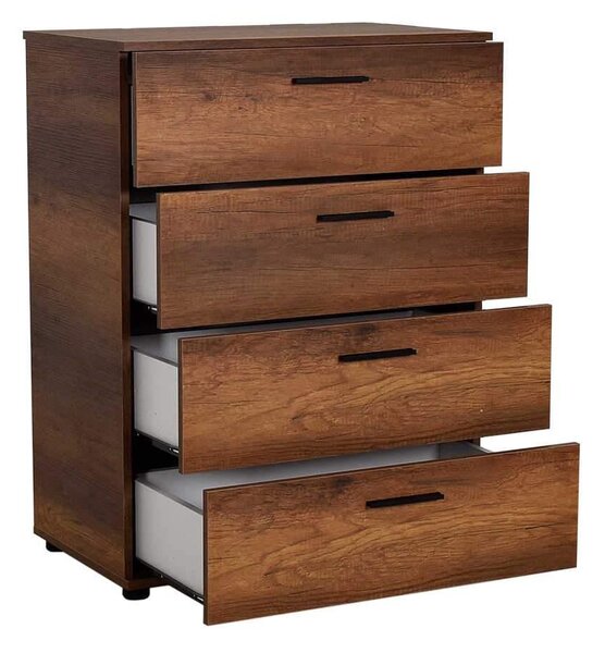 Comoda Adore Trendline, 4 sertare, Alb - Nuc, 73x96x44 cm