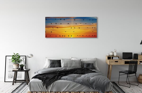 Tablouri canvas Păsări pe apus de soare frânghii