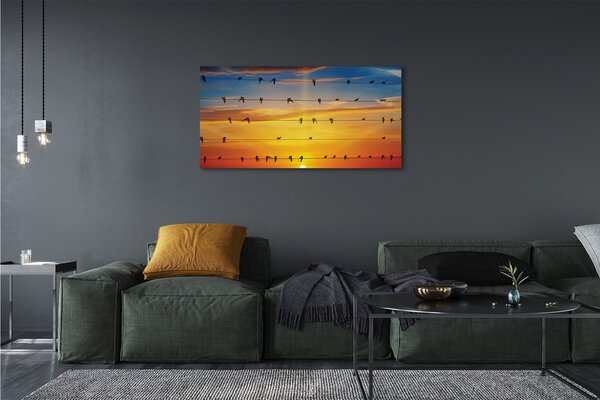 Tablouri canvas Păsări pe apus de soare frânghii