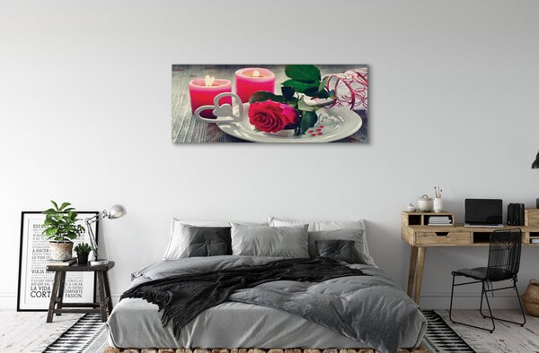 Tablouri canvas Rose inima lumânare