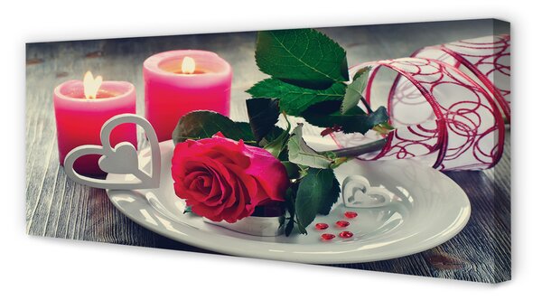 Tablouri canvas Rose inima lumânare
