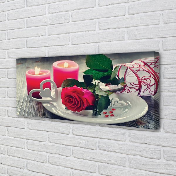Tablouri canvas Rose inima lumânare