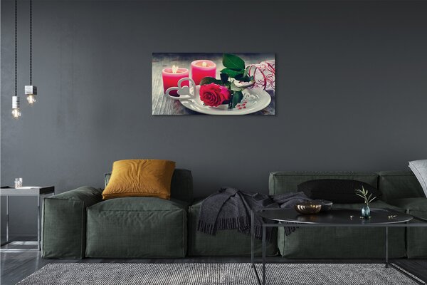 Tablouri canvas Rose inima lumânare
