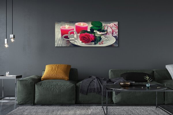 Tablouri canvas Rose inima lumânare