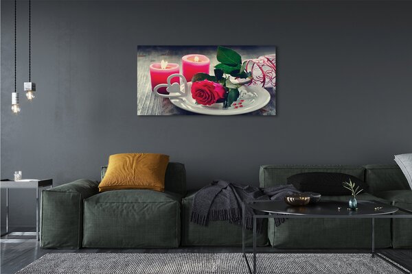 Tablouri canvas Rose inima lumânare