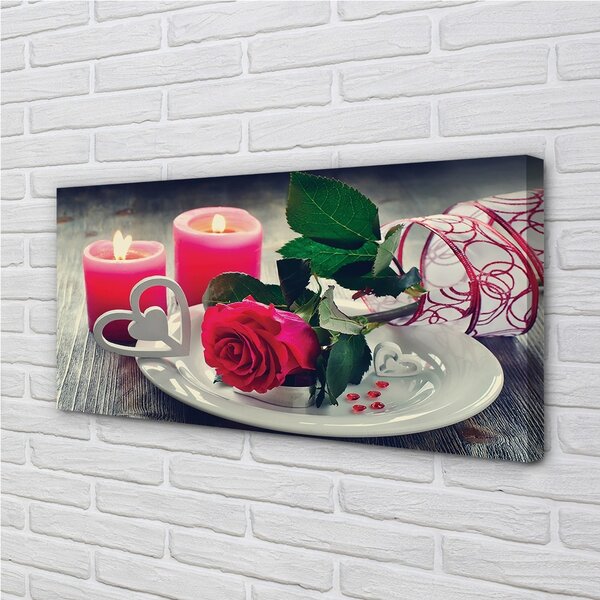 Tablouri canvas Rose inima lumânare