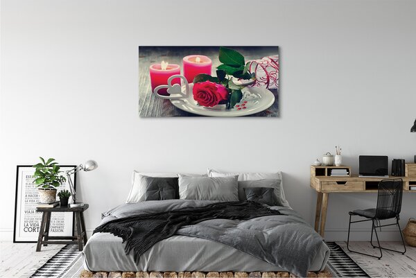Tablouri canvas Rose inima lumânare