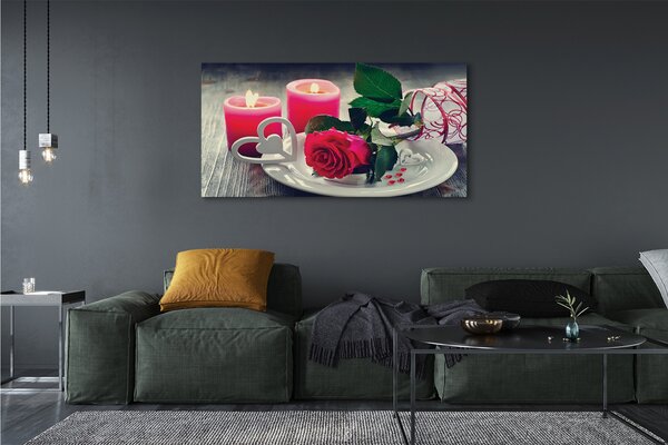 Tablouri canvas Rose inima lumânare