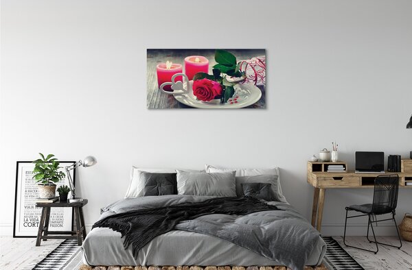 Tablouri canvas Rose inima lumânare