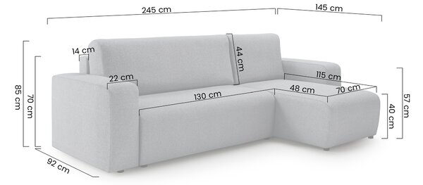 Colțar extensibil Avia Mini universal - grafit catifea reiată Lincoln 90