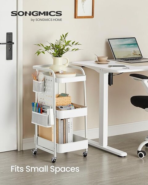 Carucior servire, Vasagle, Alb, LRC037W01, 32.3 x 43.3 x 73.9 cm
