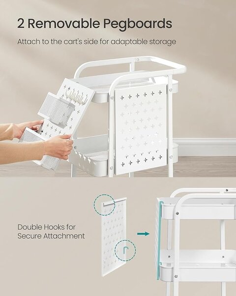 Carucior servire, Vasagle, Alb, LRC037W01, 32.3 x 43.3 x 73.9 cm