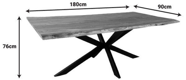 Consola Miles Boho, Pako World, lemn masiv de salcam, Grosime 3.7 cm, Natural, 180x90x76 cm
