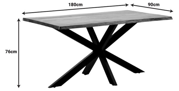 Consola Miles Boho, Pako World, lemn masiv de salcam, Grosime 3.7 cm, Natural, 180x90x76 cm