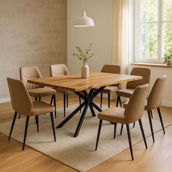 Consola Miles Boho, Pako World, lemn masiv de salcam, Grosime 3.7 cm, Natural, 180x90x76 cm