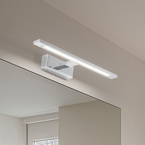 TK Lighting Aplică de perete LED Gallery metal cromat lățime 41,5 cm IP44, Metalic, Baie, Metal, Modern, Soclu de perete jos