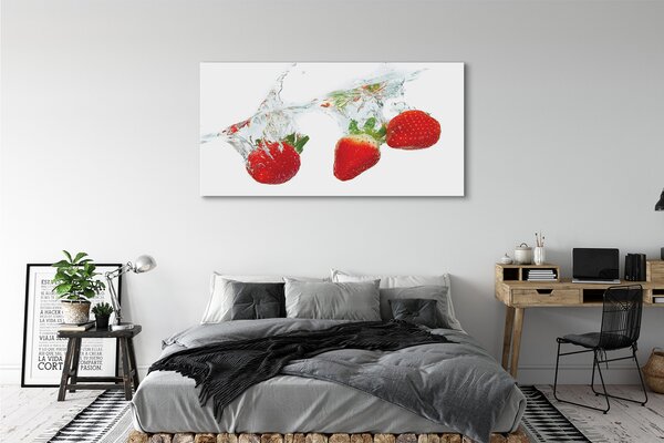 Tablouri canvas fundal alb de apă căpșuni