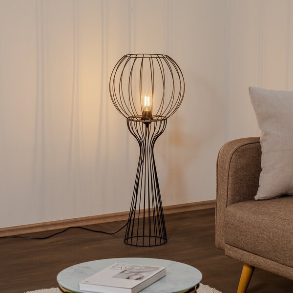 HELAM Lampadar Mercure, negru, metal/plastic, înălțime 93 cm, Negru, Camera de zi / sufragerie, Metal