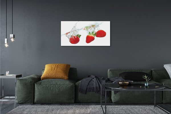 Tablouri canvas fundal alb de apă căpșuni