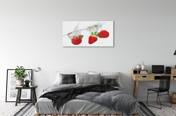 Tablouri canvas fundal alb de apă căpșuni