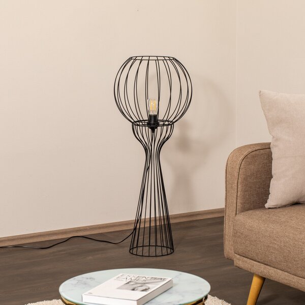 HELAM Lampadar Mercure, negru, metal/plastic, înălțime 93 cm, Negru, Camera de zi / sufragerie, Metal