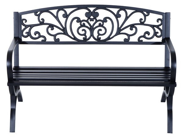 Outsunny Bancă pentru Grădină pentru Exterior din Metal și Fontă, Încărcare maximă 240 kg127×60×85 cm, Negru | Aosom Romania