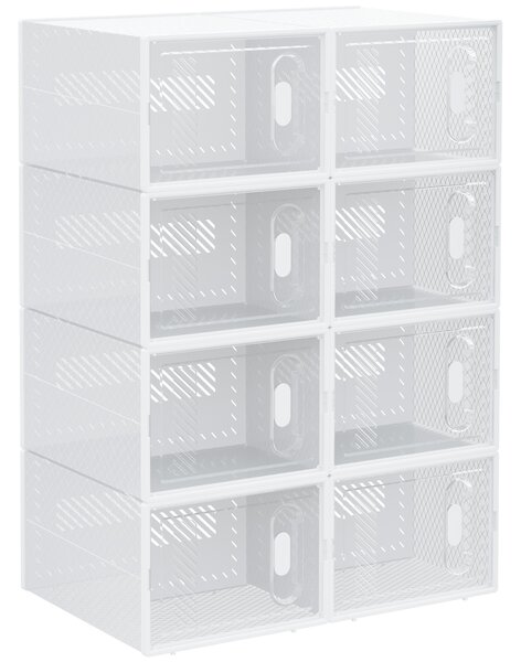 HOMCOM Pantofar Modular cu 8 Cuburi de Depozitare și Uși Magnetice, Cuburi din PP, 25x35x19 cm, Alb și Transparent | Aosom Romania