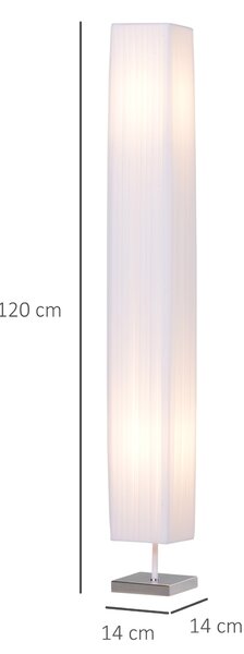 HOMCOM Lampă de Podea cu Design Modern pentru Living, 14x14x120 cm, Alb | Aosom Romania