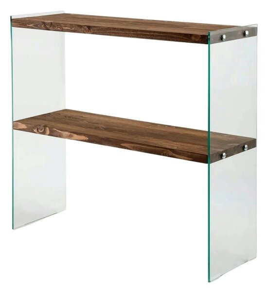 Comoda VENEDIK, nuc, sticla/lemn, 90x30x80 cm