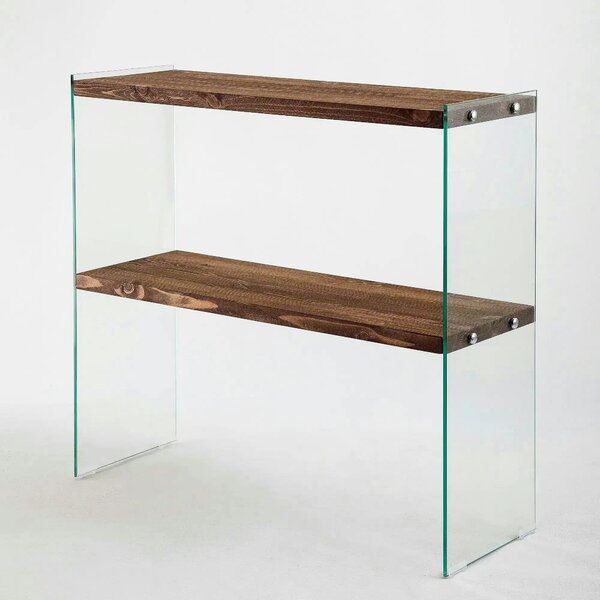 Comoda VENEDIK, nuc, sticla/lemn, 90x30x80 cm