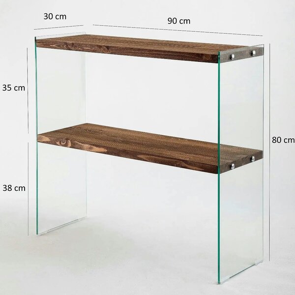 Comoda VENEDIK, nuc, sticla/lemn, 90x30x80 cm
