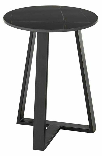 Masuta cafea Jason 2, negru cu efect de marmura, ceramica/metal, 40x50