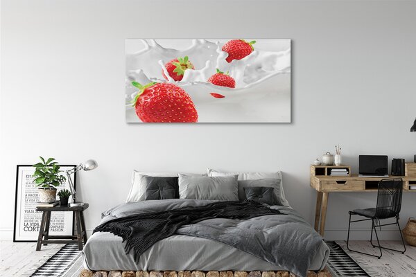 Tablouri canvas lapte cu căpșuni
