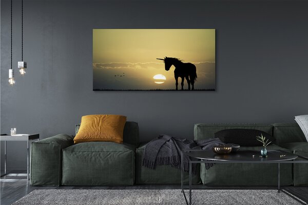 Tablouri canvas Câmp apus de soare unicorn