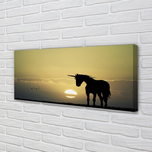 Tablouri canvas Câmp apus de soare unicorn