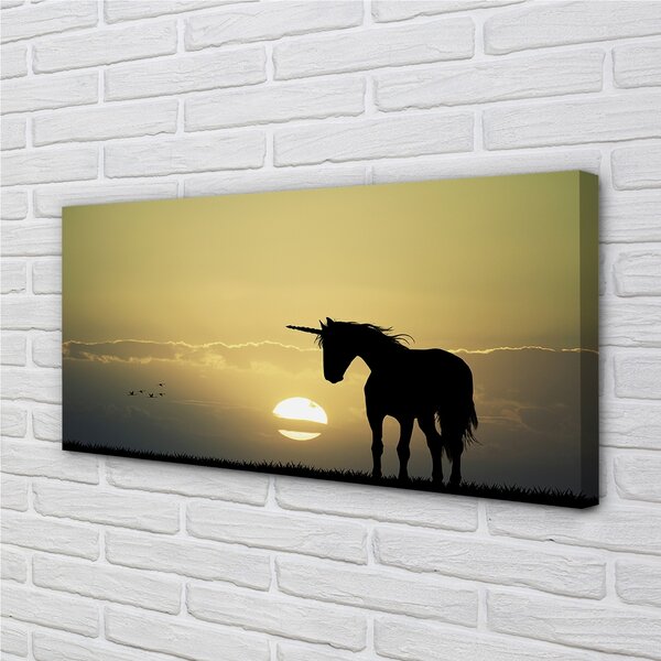 Tablouri canvas Câmp apus de soare unicorn
