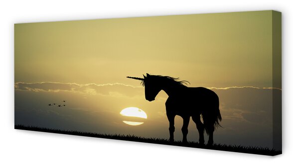 Tablouri canvas Câmp apus de soare unicorn