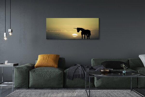 Tablouri canvas Câmp apus de soare unicorn