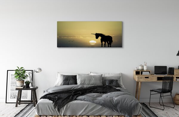 Tablouri canvas Câmp apus de soare unicorn