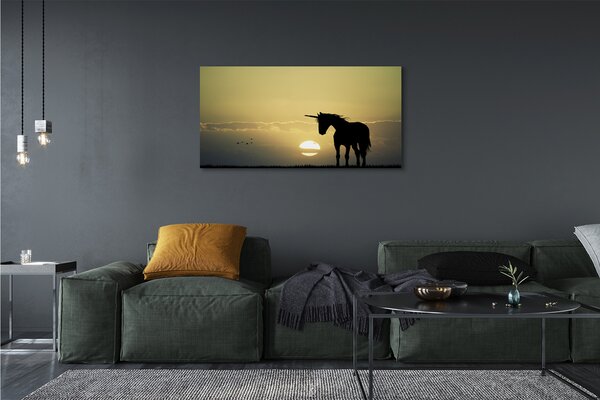 Tablouri canvas Câmp apus de soare unicorn