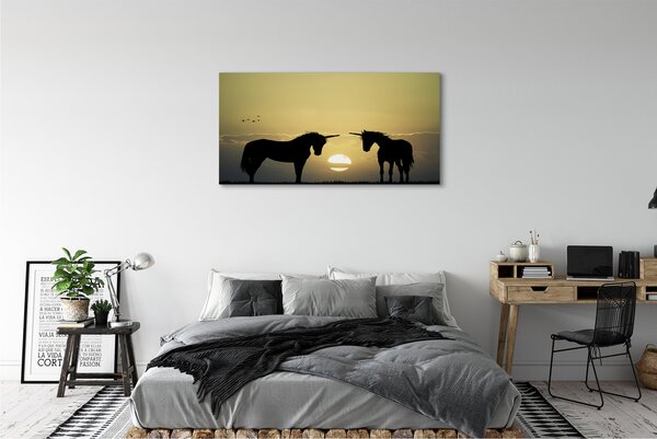 Tablouri canvas Câmp unicorni apus de soare