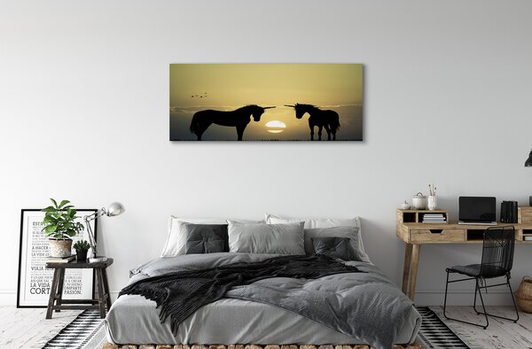 Tablouri canvas Câmp unicorni apus de soare