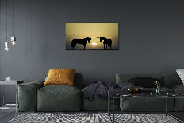 Tablouri canvas Câmp unicorni apus de soare