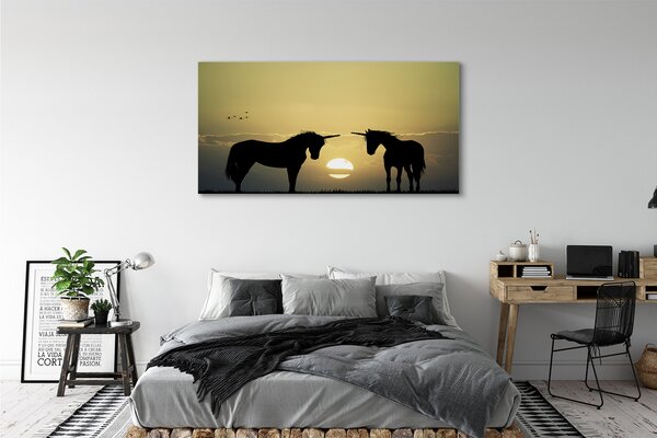 Tablouri canvas Câmp unicorni apus de soare