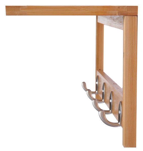 HOMCOM Cuier de Perete Raft Cuier in Bambù, 50x17x20cm | Aosom Romania