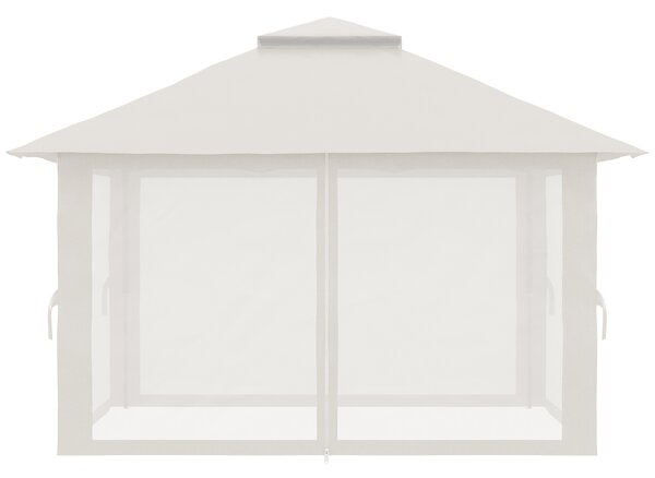 Outsunny Pavilion Pliabil Pop-Up 4x4 m cu Înălțime Reglabilă pe 3 Niveluri, Pavilion Exterior cu Plasă de Țânțari, Saci de Nisip, Geantă de Transport, UV50+, pentru Grădină Camping Petreceri, Crem | Aosom Romania