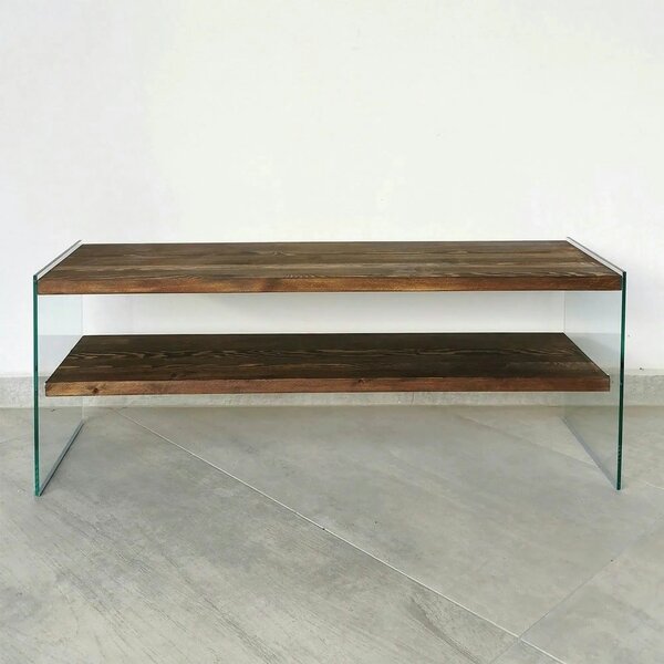 Comoda TV TV103, nuc, sticla/lemn, 120x35x45 cm