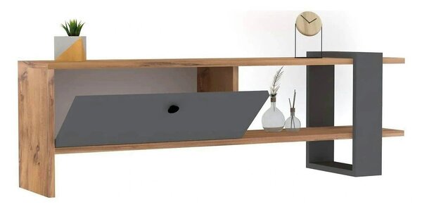 Comoda TV OVA, stejar/gri antracit, PAL melaminat, 120x25x37 cm